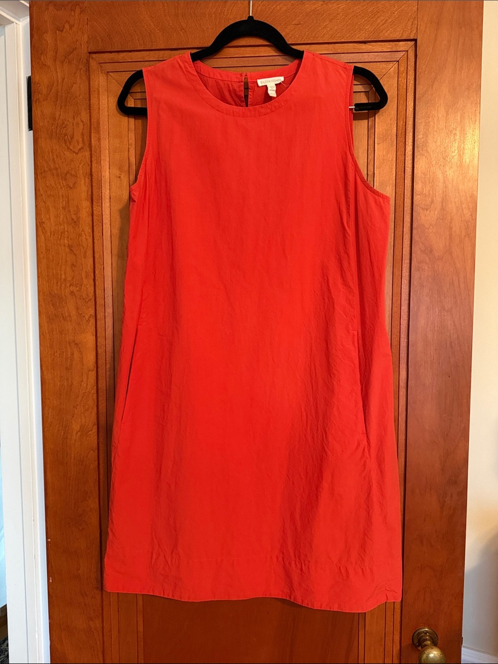 Eileen Fisher Organic Cotton Sleeveless Orange-Red Shift Dress